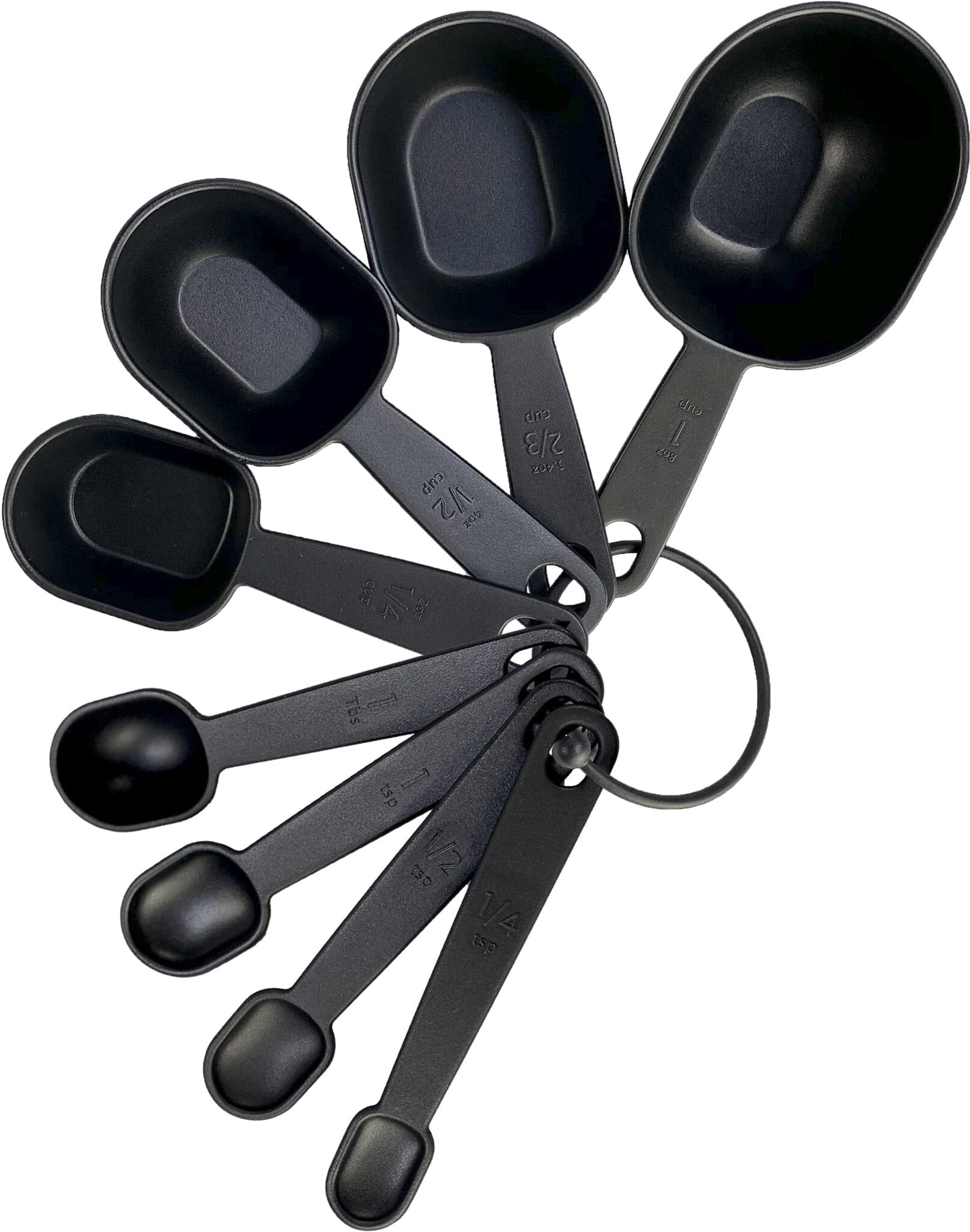 (3 pack) 8-Piece Kitchen Measuring Cup & Spoon Set, Raised Measurements, Black, Polypropylene - Image 2