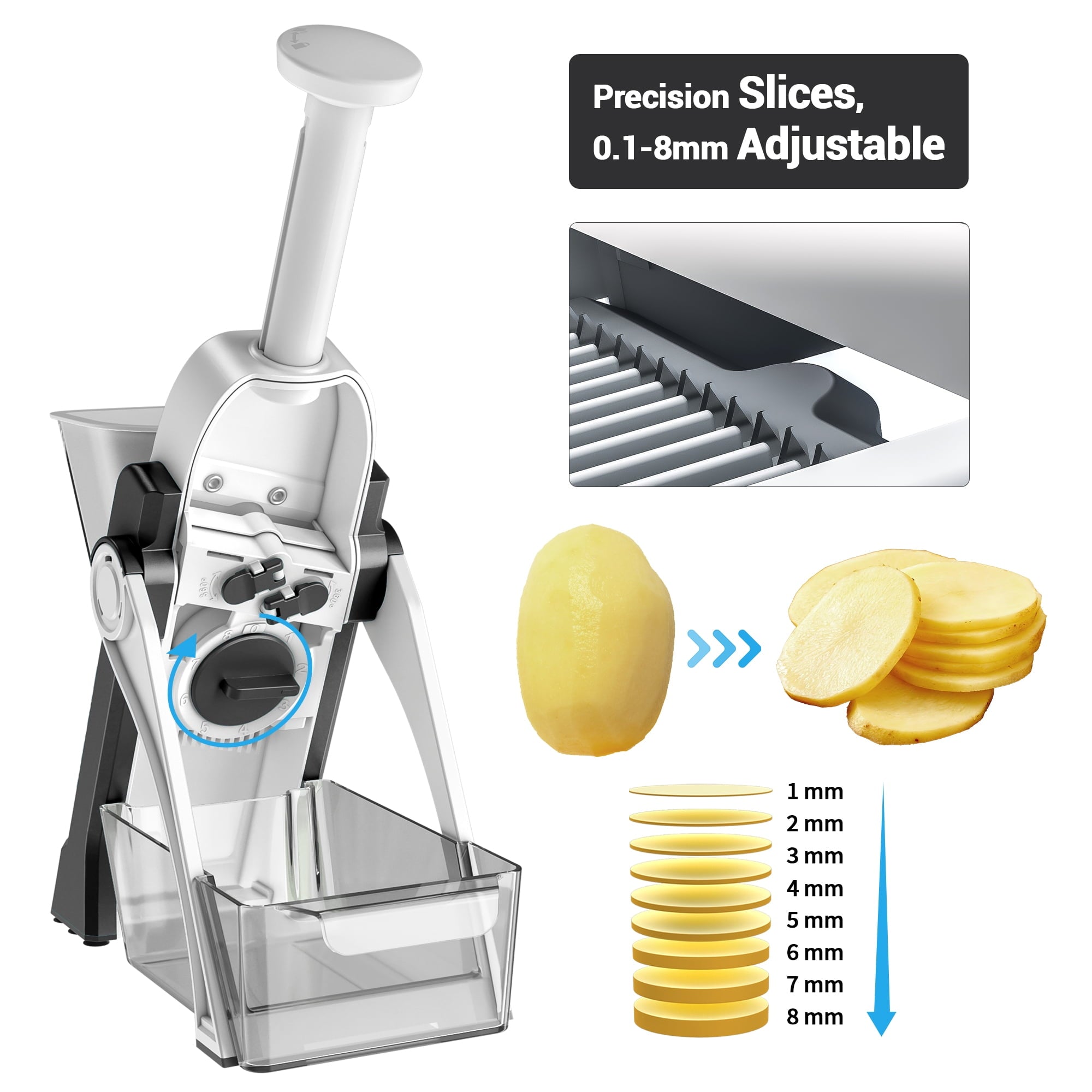 ONCE FOR ALL Vegetable Mandoline Slicer Chopper, Kitchen Adjustable Safe Onion Potato Food Chopper, Perfect for Slicing, Chopping, Shredding - Image 5