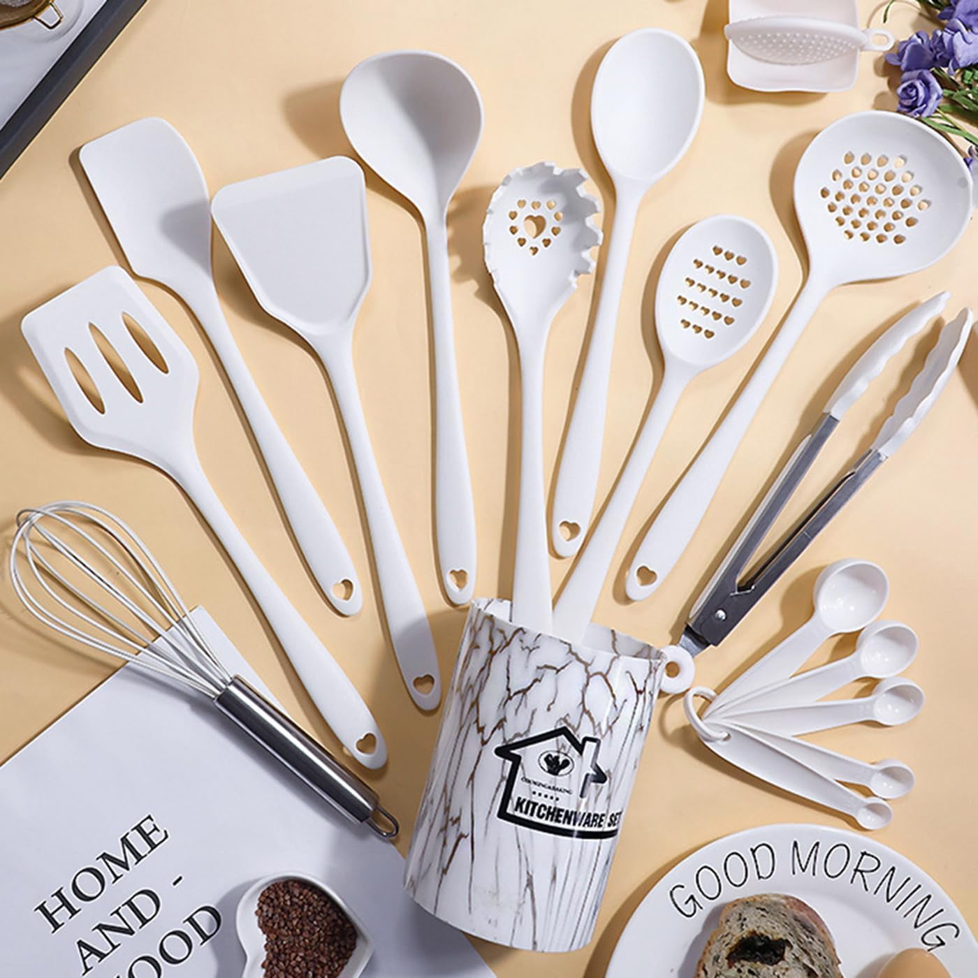 18PCS Silicone Cooking Utensils Set - 446°F Heat Resistant Kitchen Utensils,Turner Tongs,Spatula,Spoon,Brush,Whisk,Kitchen Utensil Gadgets T - Image 3