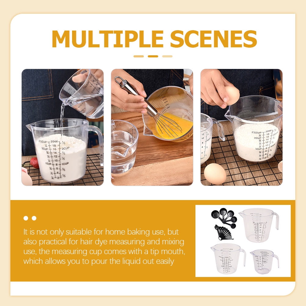 20-Piece Black Plastic Measuring Cups and Spoons Set for Baking and Cooking Kitchen Tools - Image 5