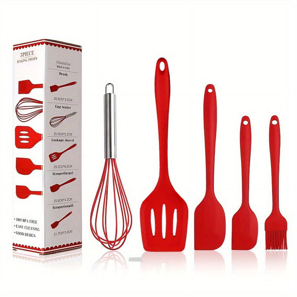 5-Piece Heat-Resistant Silicone Utensil Set - Durable, Easy-Clean Kitchen Tools for Modern Chefs - Image 5
