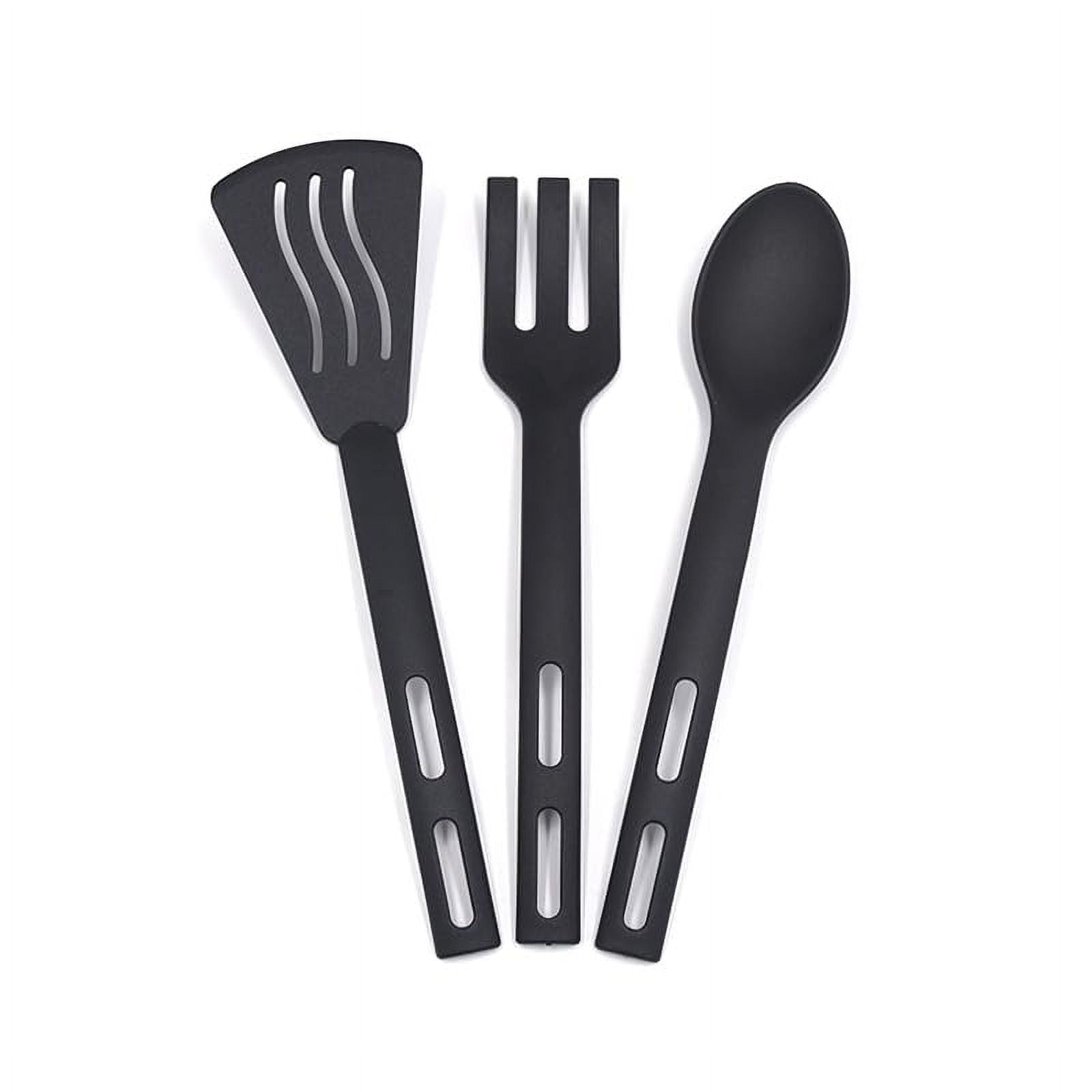 3 PCS Anti-Scratch Nylon Kitchen Utensils Set, Kitchen Cooking Tools Mini Nylon Kitchen Utensils Set Slotted Turner Solid Spoon Fork Childre - Image 6