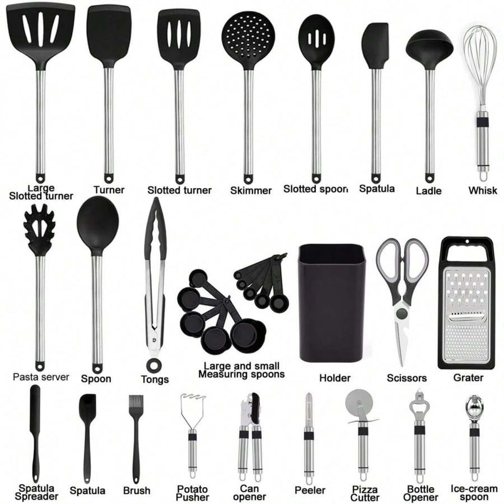 33 Pcs Kitchen Utensil Set,Silicone Cooking Utensils, Kitchen Gadgets & Spoons For Nonstick Cookware, Silicone Accessories - Image 2