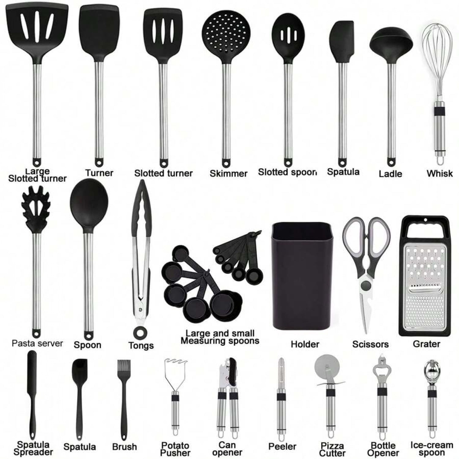 33 Pcs Kitchen Utensil Set,Silicone Cooking Utensils, Kitchen Gadgets & Spoons For Nonstick Cookware, Silicone Accessories - Image 2