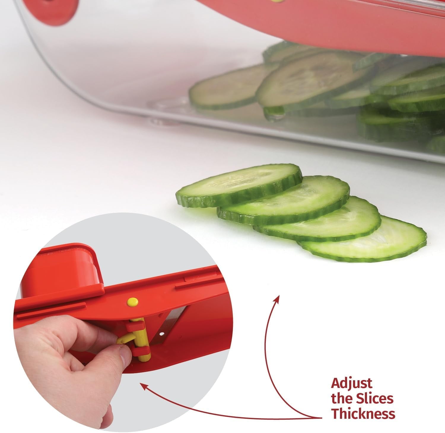 Small Mandoline Slicer Adjustable Vegetable Cutter with Container Red - Image 4