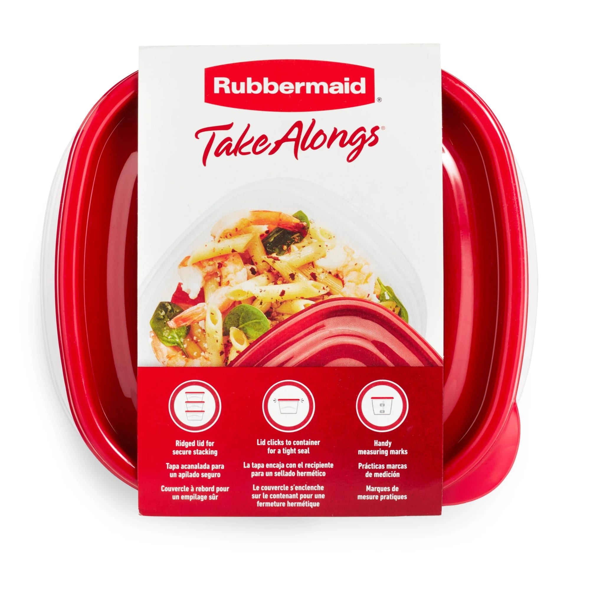 TakeAlongs 5.2-Cup Deep Square Food Storage Containers, Ruby Red, 4 pack - Image 2