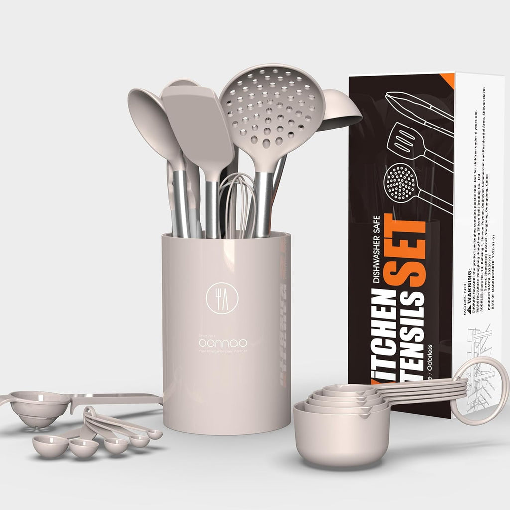 Large Silicone Cooking Utensils Set - Heat Resistant Kitchen Utensils,Turner Tongs,Spatula,Spoon,Brush,Whisk,Stainless Steel Silicone Cookin - Image 4