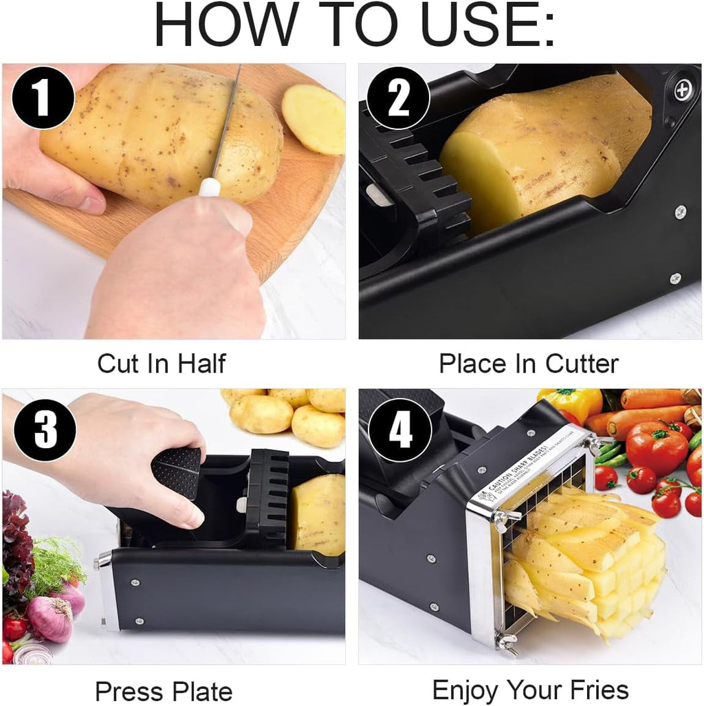 Potato Cutter, Sopito French Fry Cutter with 1/2 inch Stainless Steel Blade Great for Potatoes Carrots Cucumbers - Image 2