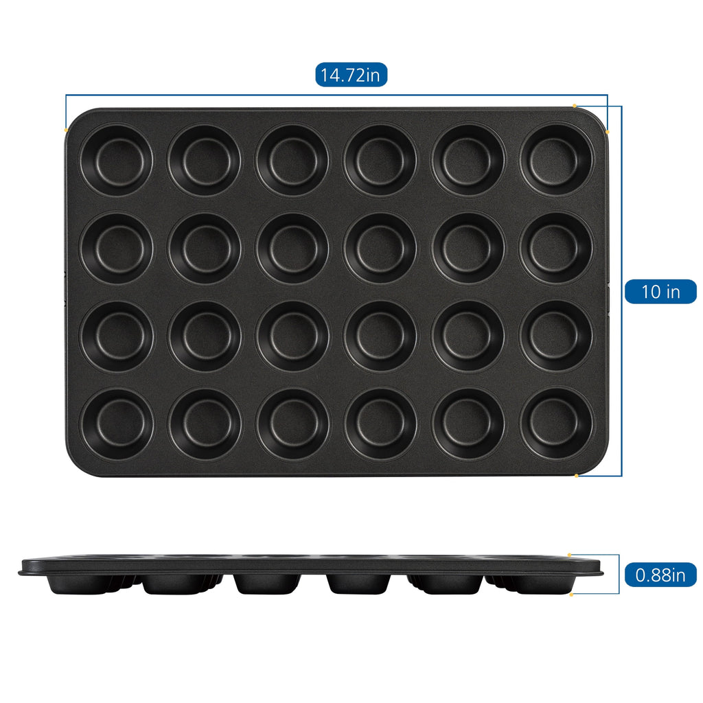 24 Cavity Mini Muffin Pan, Non-Stick Bakeware,1.8 inch Diameter Cups,Gray,Carbon Steel - Image 4