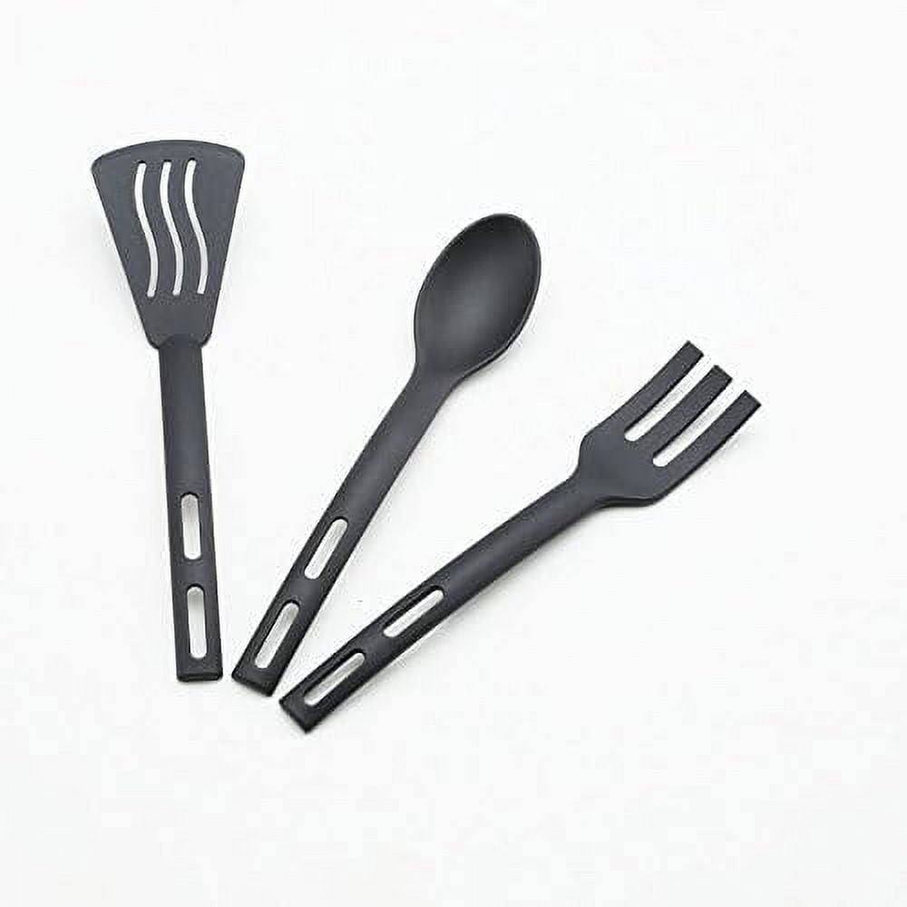 3 PCS Anti-Scratch Nylon Kitchen Utensils Set, Kitchen Cooking Tools Mini Nylon Kitchen Utensils Set Slotted Turner Solid Spoon Fork Childre - Image 2