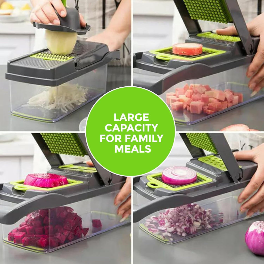 13-in-1 & Slicer - Multifunctional Onion with 8 Blades, Colander Basket & Container | Mini & Mandolin Slicer with Fin... - Image 6