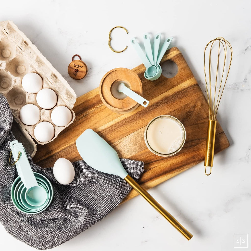 Teal & Gold Silicone Cooking Utensils Set with Holder - Image 6