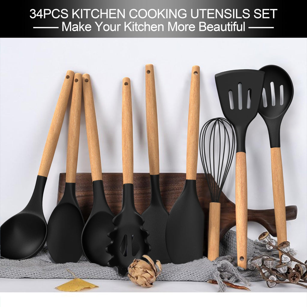 43Pcs Silicone Cooking Utensils Set - 446°F Heat Resistant Non-Stick Kitchen Utensils, Kitchen Utensil Gadgets Tools Set  for Baking, Cookin - Image 5
