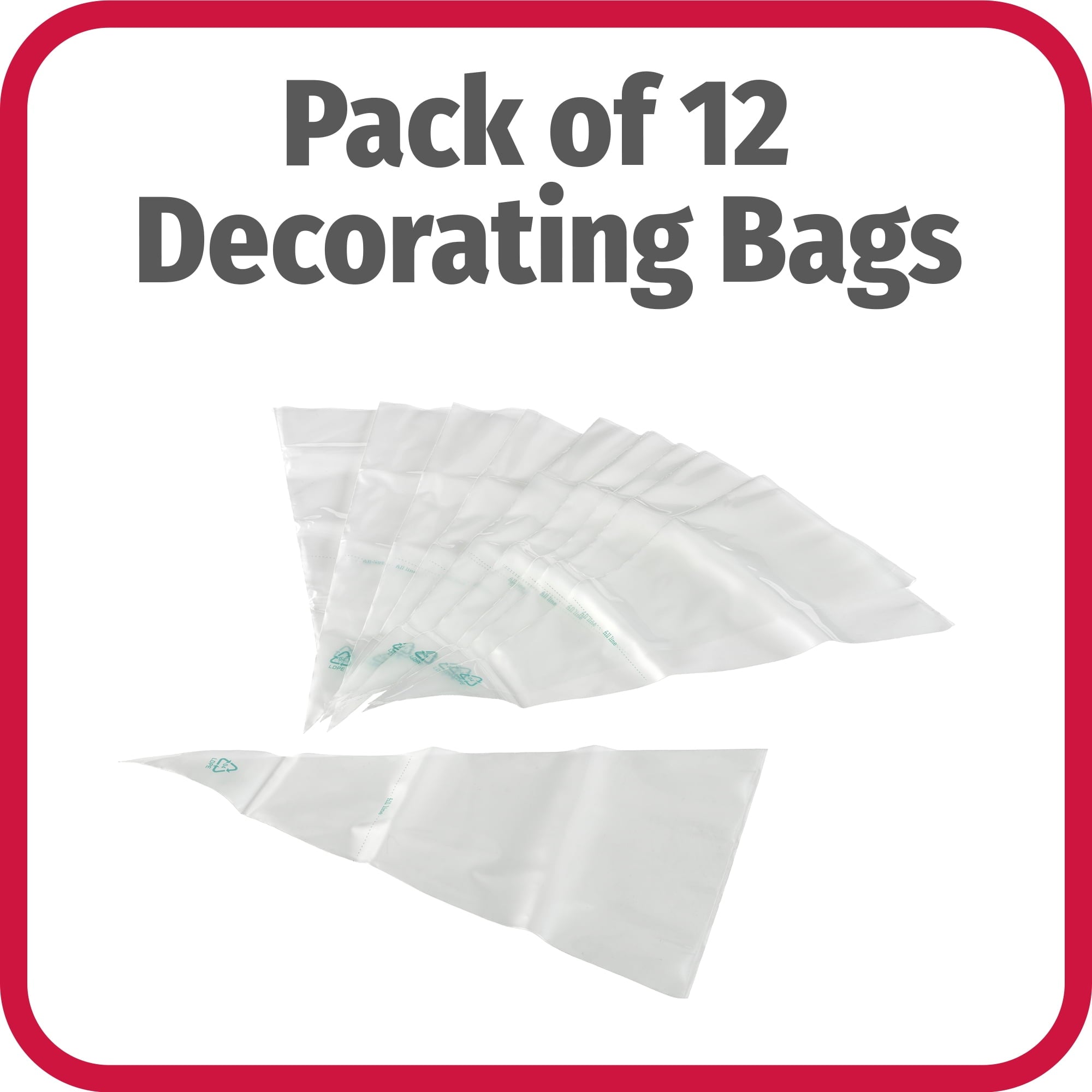 12 Count Clear Disposable Decorating Bags, 12 inch - Image 2