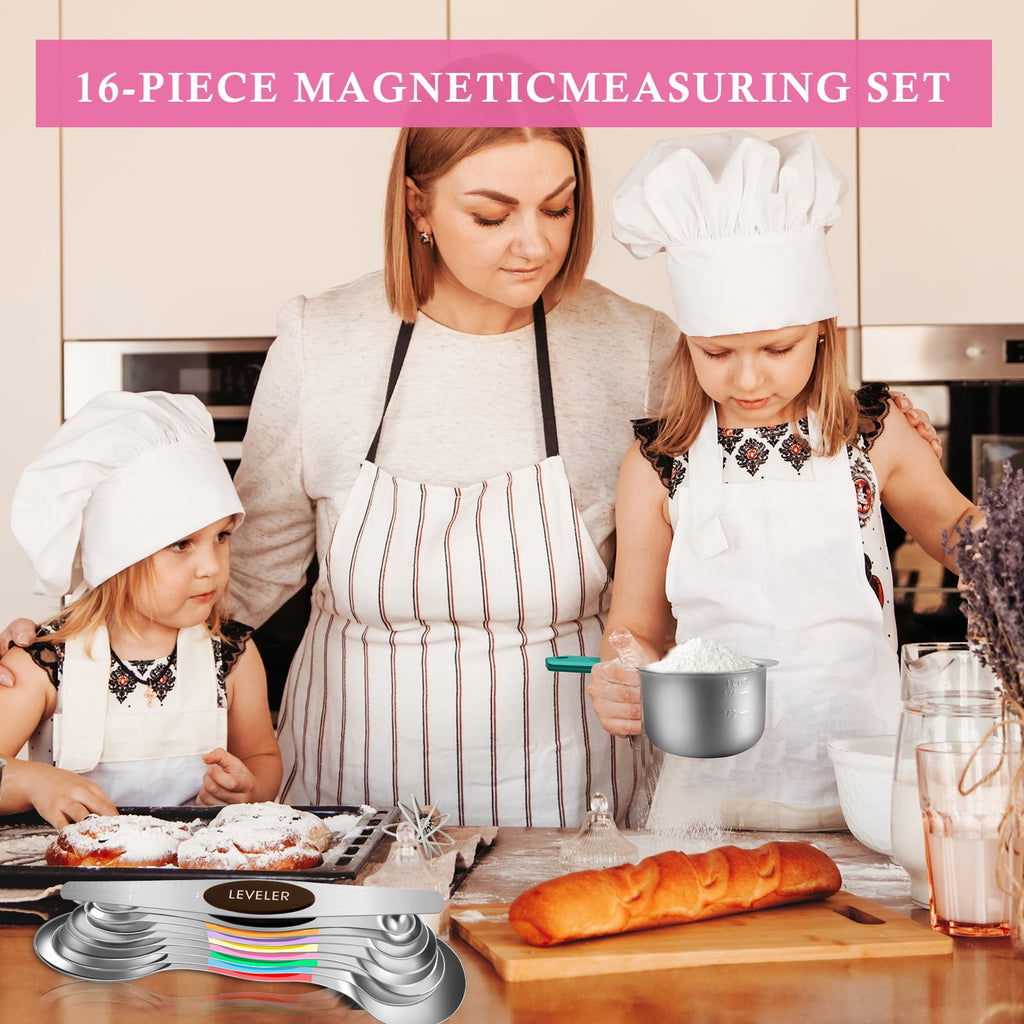Godance Magnetic Measuring Cups and Spoons Set Including 7 Stainless Steel Stackable Measuring Cup 8 Double Sided Magnetic Measuring Spoons - Image 3