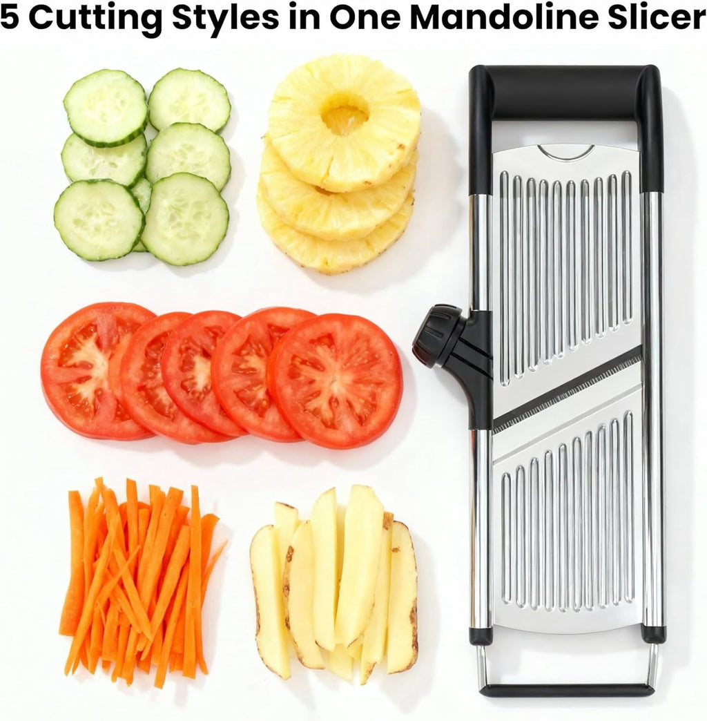Professional Mandoline Slicer Adjustable Vegetable Cutter Stainless Steel Julienne Tool with Hand Guard for Kitchen F... - Image 4