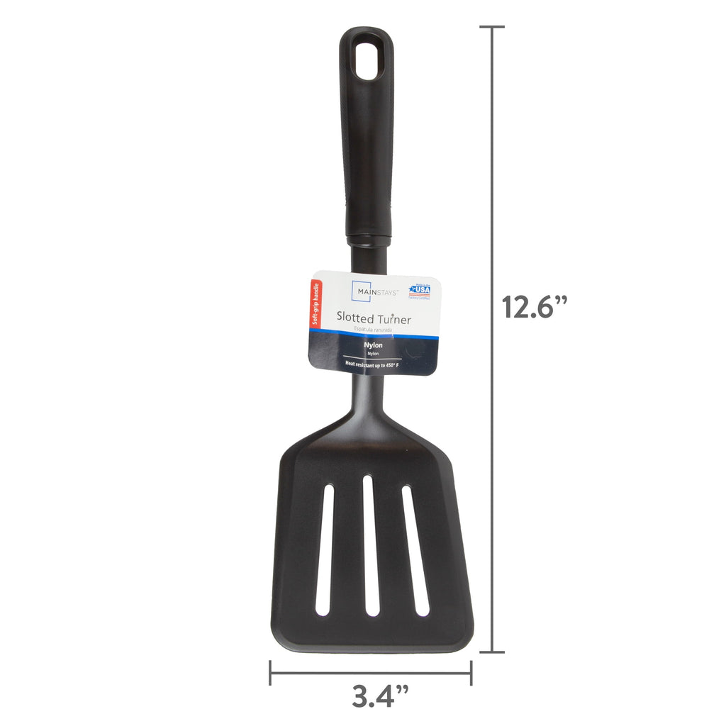 (8 pack) Mainstays Nylon Slotted Kitchen Turner with Soft Grip Handle, Black - Image 3