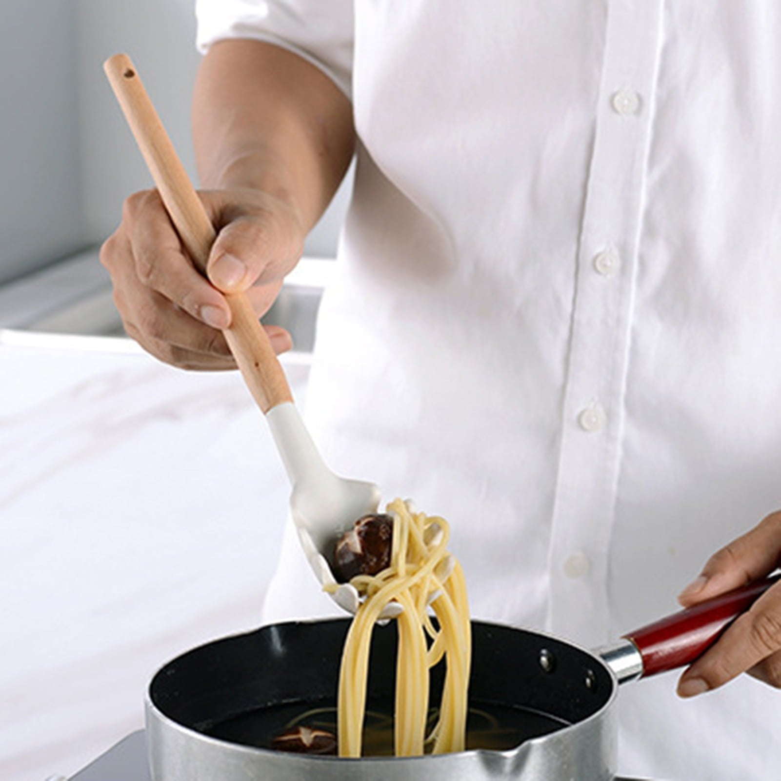 Spoon Hanging Hole Silicone Anti-stick Spatula Food Clip Egg-beater Cooking Utensils for Kitchen - Image 6