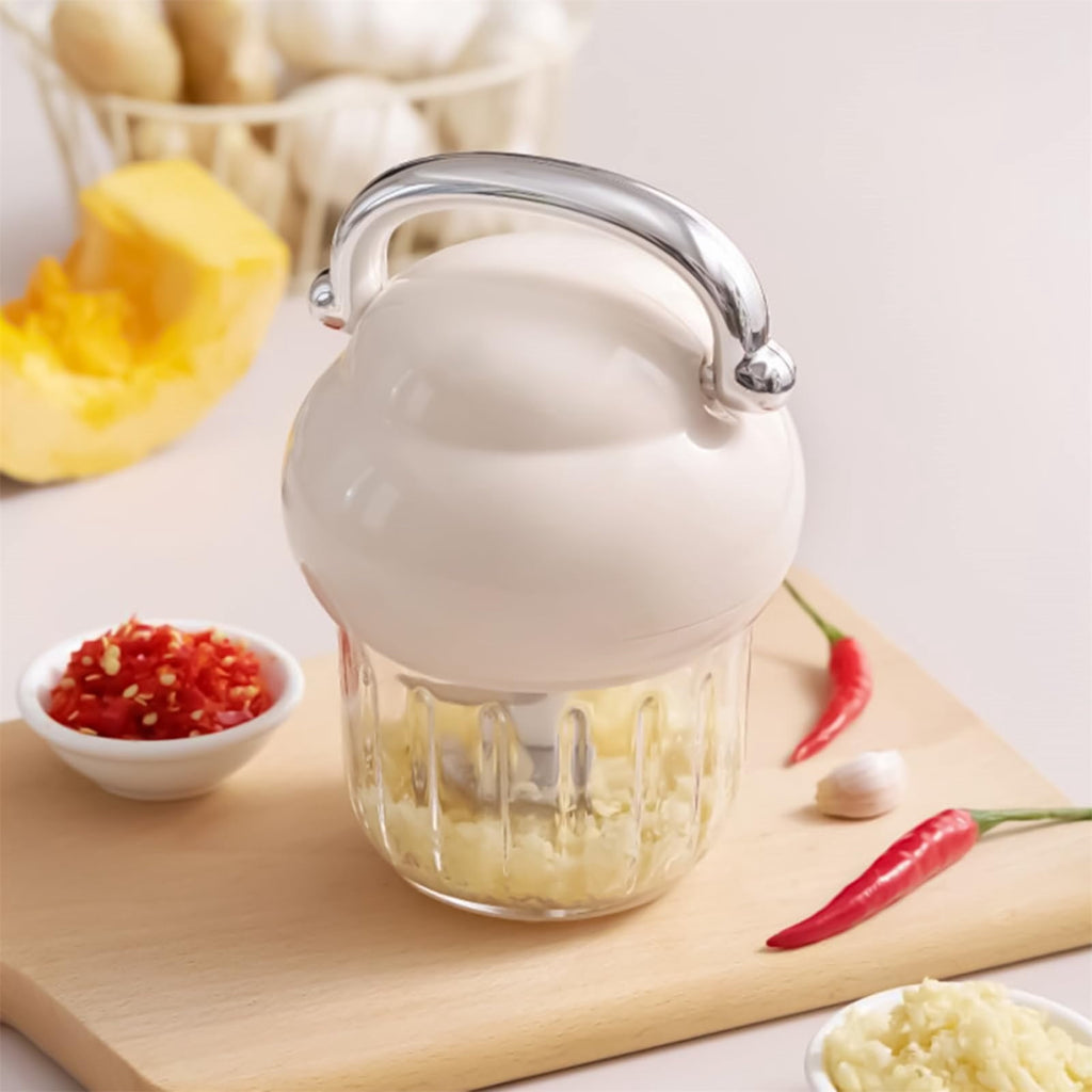 Garlic Press & Baby Food Processor, Manual Food Chopper For Garlic Mincing, Vegetables, Nuts, Small Kitchen Chopper For & Teenager, Compact - Image 3
