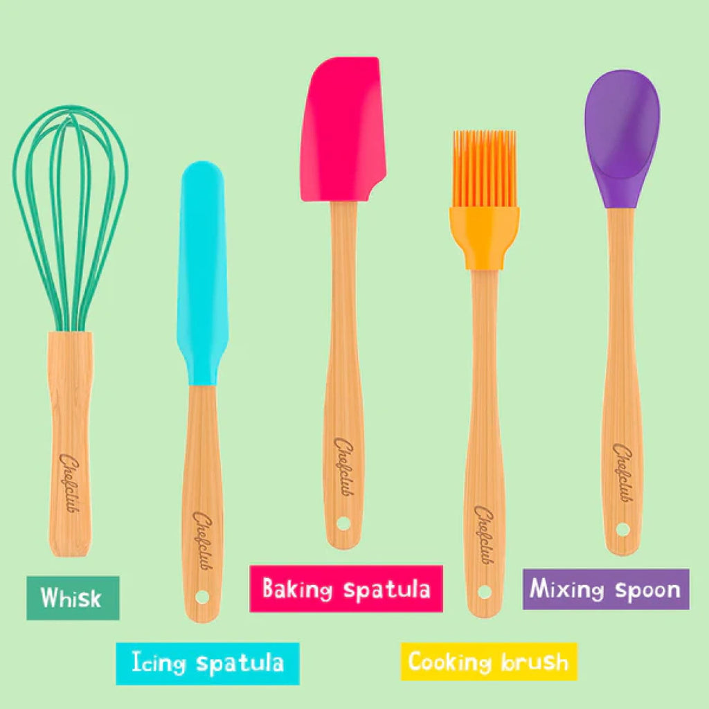 Chefclub Kids Cooking 5-Piece Utensils Set Heat Resistant Non Stick Silicone for Kids and Beginner Cooking, Kitchen & Cookware Gadgets - Coo - Image 3