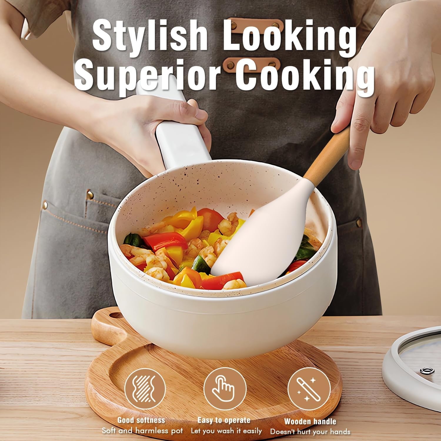 Kitchen Utensils Set, 24 Pcs Silicone Cooking Utensils Set with Holder, Non-Stick Silicone Cooking Kitchen Utensils with Wooden Handle Spatu - Image 4