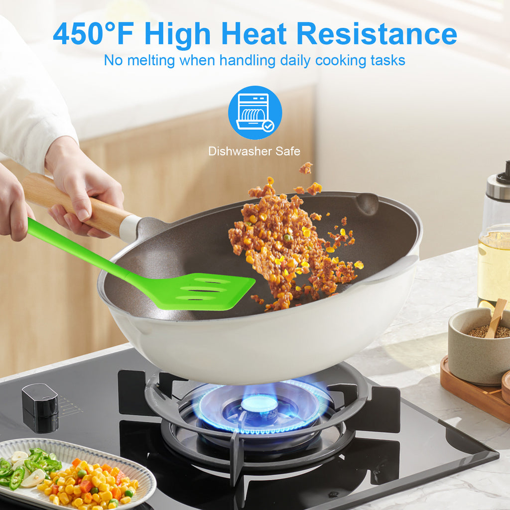 Silicone Cooking Utensils Sets, 5-Piece Kitchen Utensil Set 600F Heat Resistant Non-stick Rubber Cookware Kitchen Sil... - Image 4