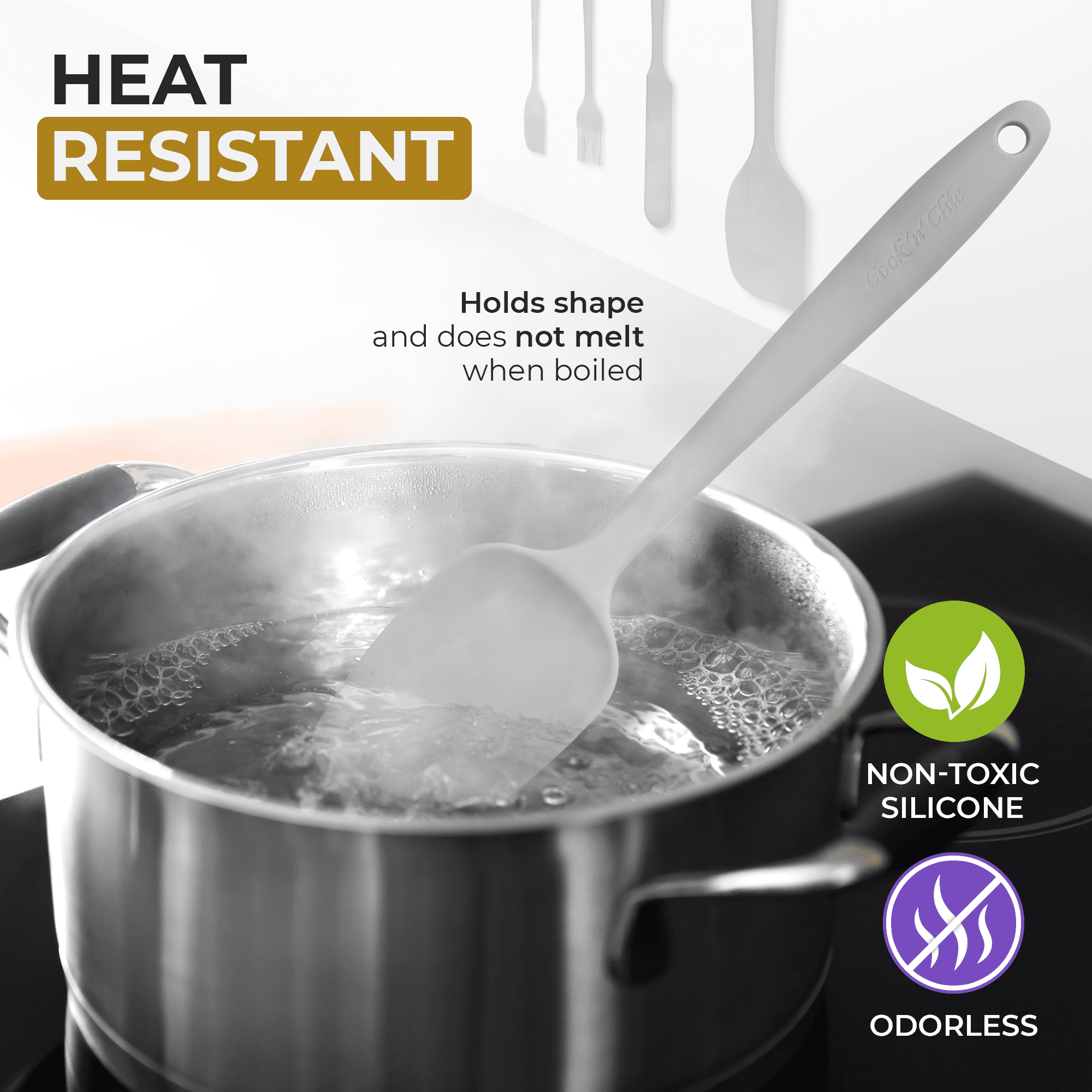 Kitchen Utensils Set | Cooking Set | Platinum Silicone | Durable | Food Safe | Steel Inner Core | Soft Edges | Baking... - Image 3