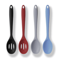 4-Piece Heat-Resistant Silicone Cooking Spoons Utensils Set with Non-Stick Spoons & Slotted Ladle  Dishwasher Safe, Mixed Colors (Black, Red