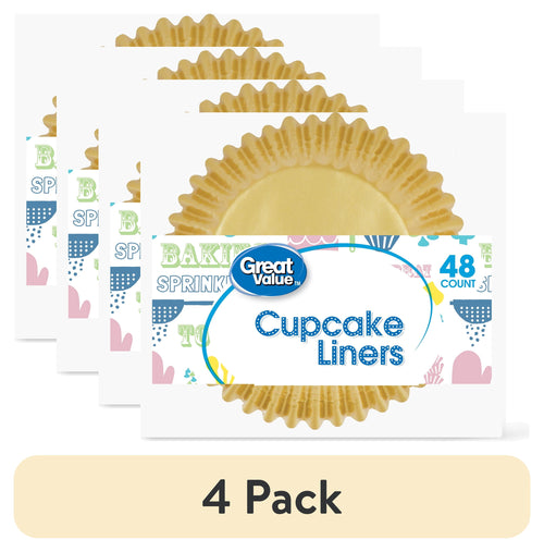 (4 pack) Great Value Cupcake Liners, Gold, 48 Count
