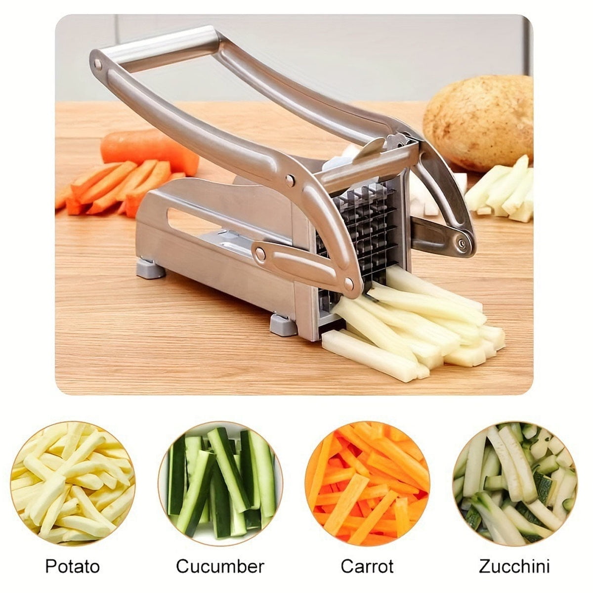 Heavy Duty French Fry Cutter with 2 Stainless Steel Blades, Potato Slicer for Homemade Fries, Professional Potato Pre... - Image 4
