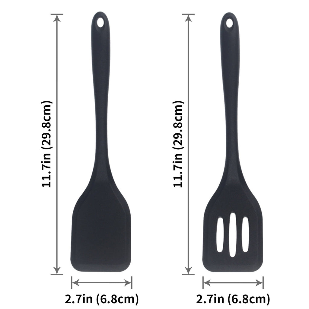 Silicone Spatulas Kit, 2pcs Solid & Slotted Cooking Turner for Non-stick Cookware, Kitchen Utensils for Flipping/Frying, Healthy & Seamless, - Image 6