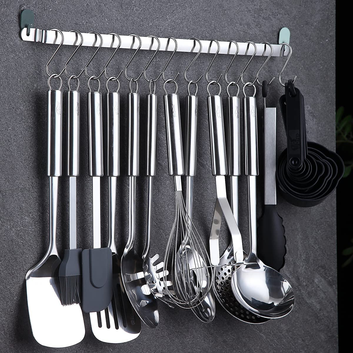 ReaNea Kitchen Utensils Set 37 Pieces, Stainless Steel Cooking Utensils Set, Kitchen Gadgets Cookwarewith Hooks For Hanging Kitchen Tool Set - Image 6