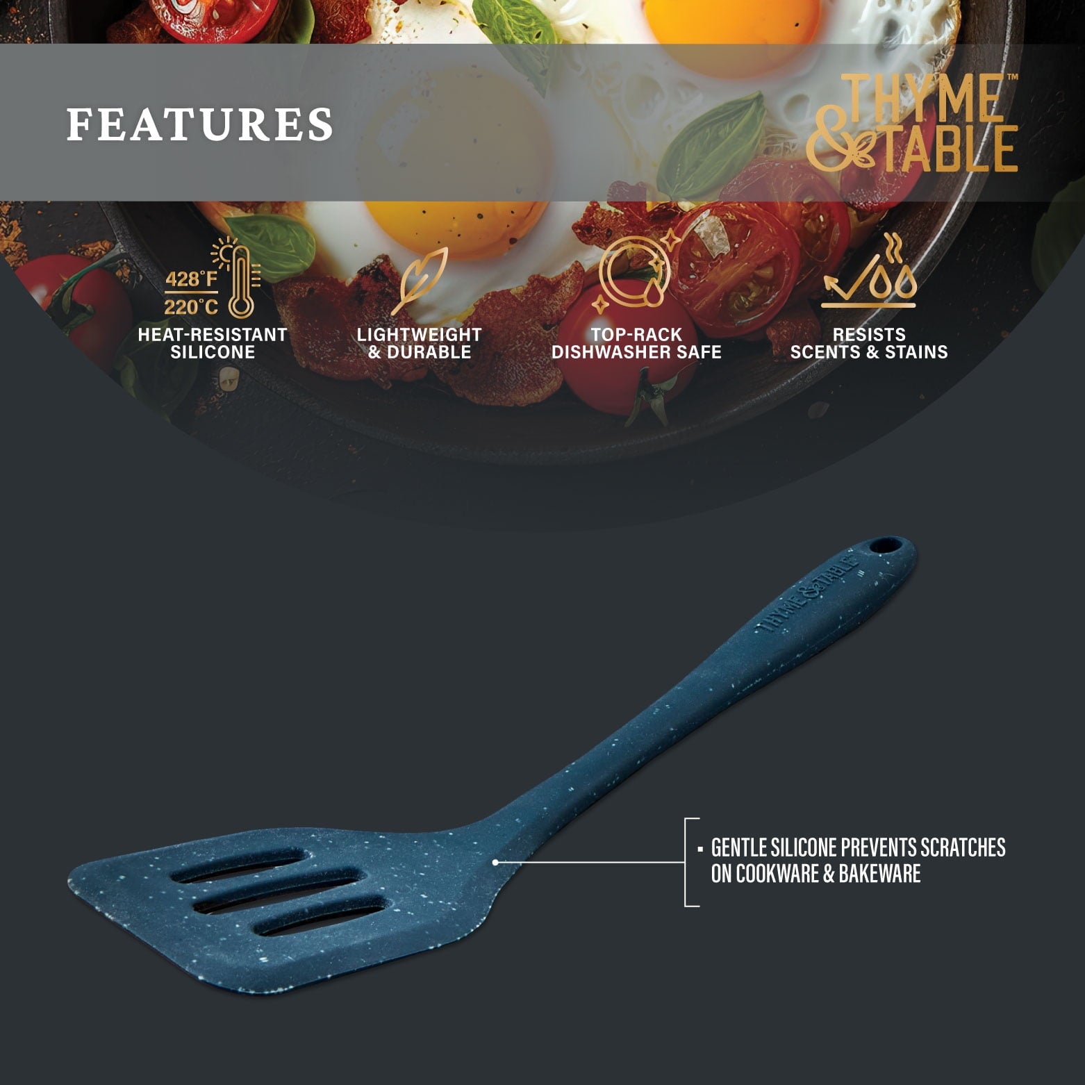 Silicone Slotted Turner, Speckled Blue - Image 5