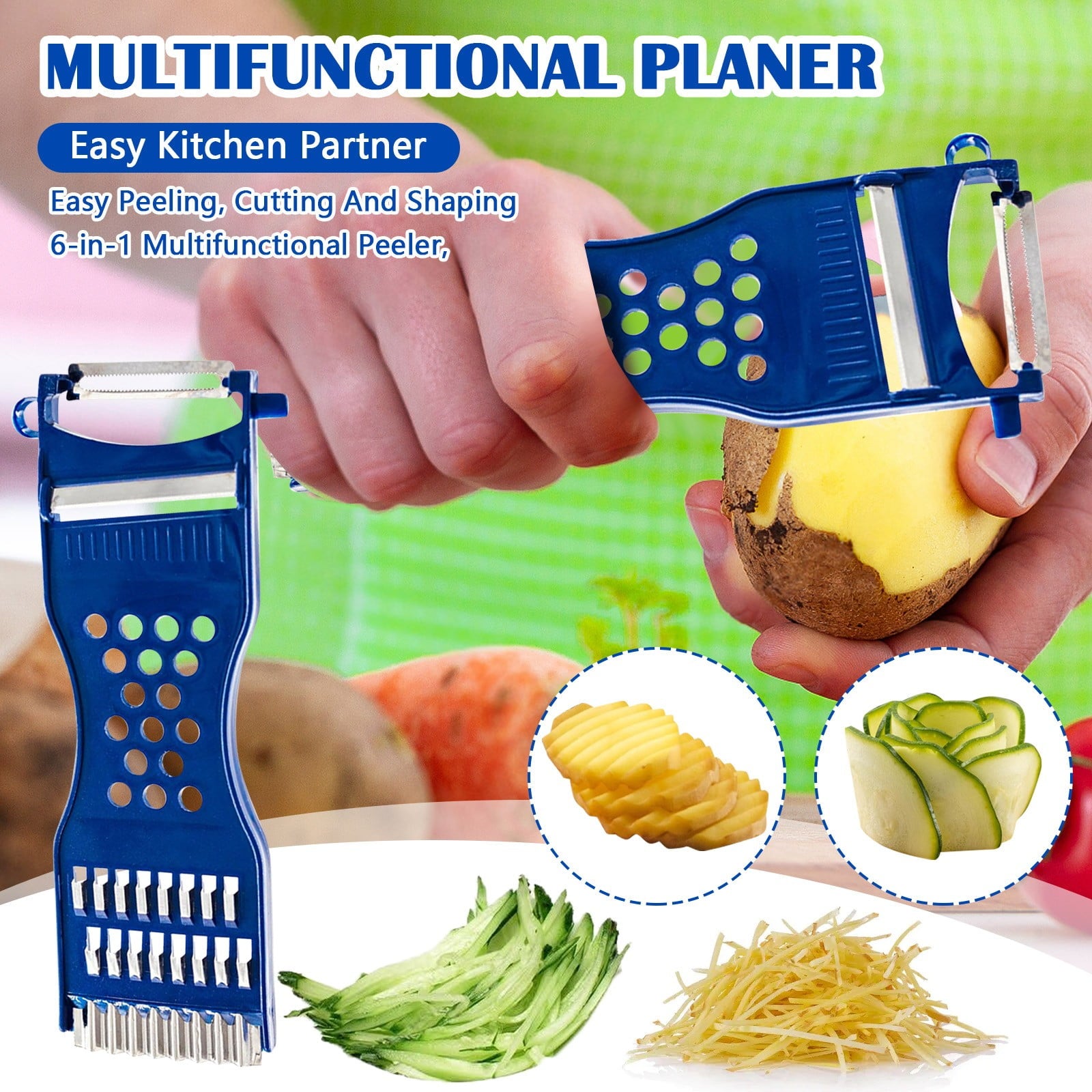 Vegetable Slicer and Mandoline Grater, Multi-functional Food Chopper with Adjustable Stainless Steel Blades, Professional Kitchen Tool for S - Image 2
