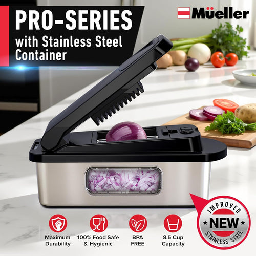 10-in-1 Stainless Steel Vegetable Chopper and Mandoline Slicer with 8 Blades for Kitchen Food Prep - Image 2