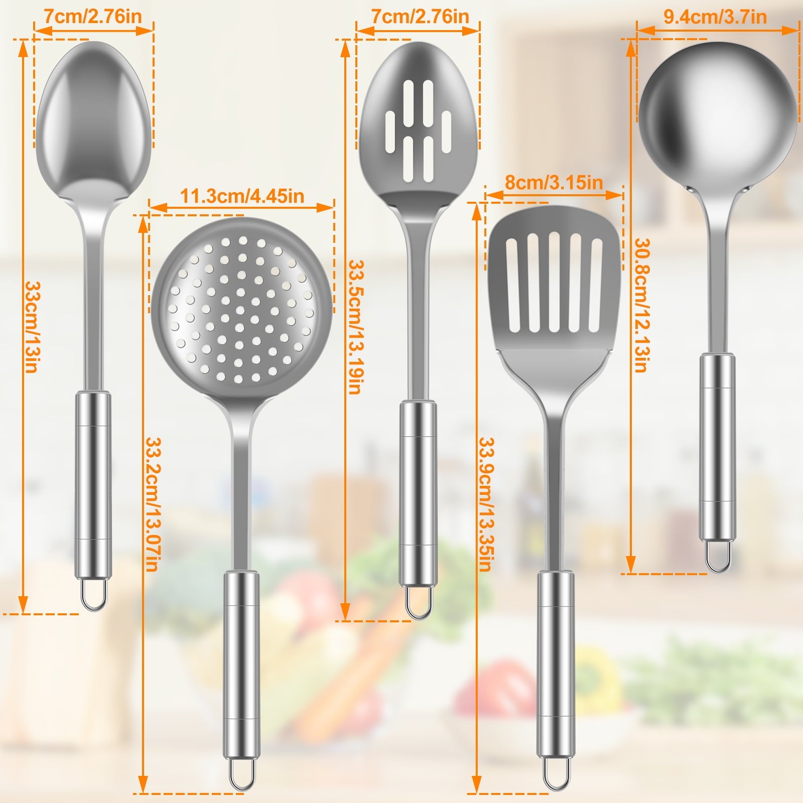5pcs Kitchen Tools and gadgets Cooking Utensils Set Stainless Steel Spoons Spatula Set with Heavy-Duty Washable Utens... - Image 5