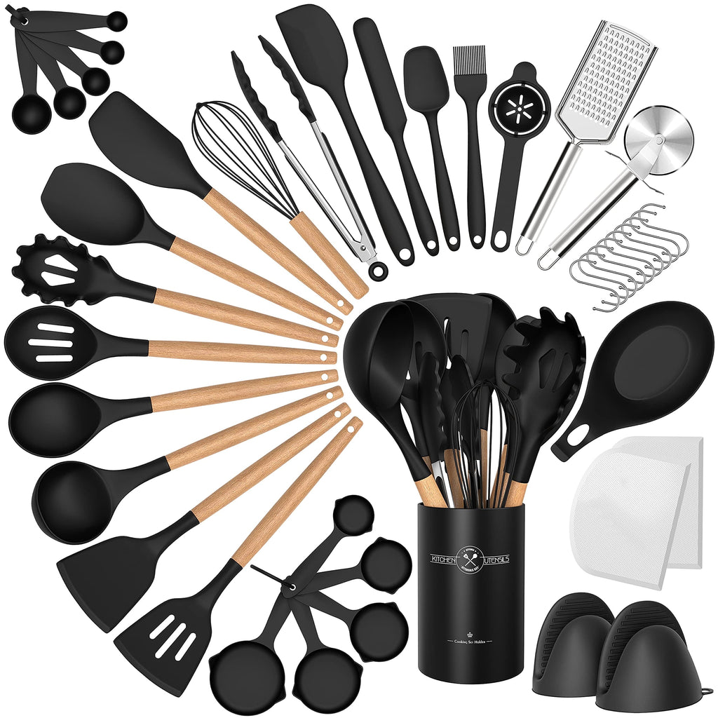 43Pcs Silicone Cooking Utensils Set - 446°F Heat Resistant Non-Stick Kitchen Utensils, Kitchen Utensil Gadgets Tools Set  for Baking, Cookin