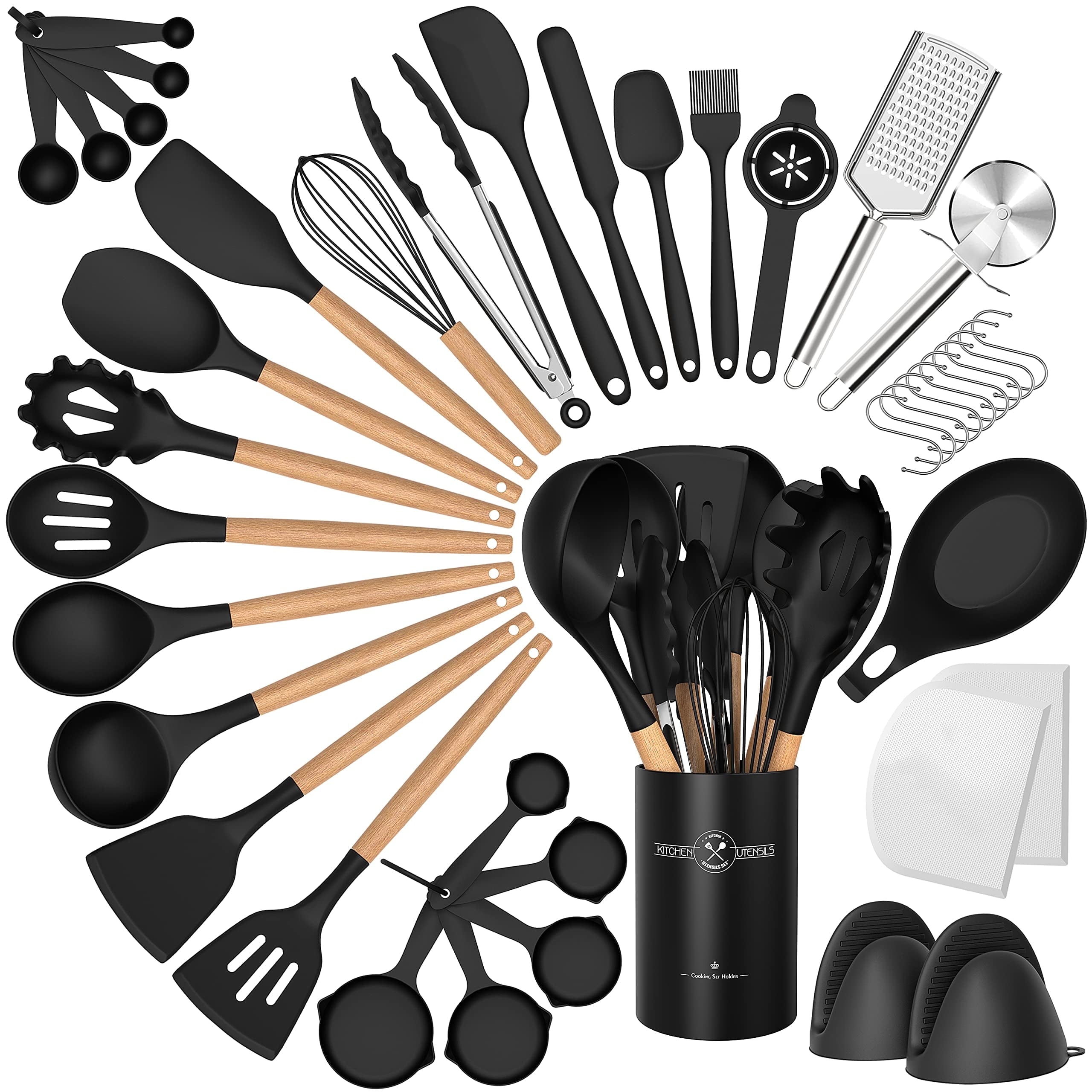 43Pcs Silicone Cooking Utensils Set - 446°F Heat Resistant Non-Stick Kitchen Utensils, Kitchen Utensil Gadgets Tools Set  for Baking, Cookin