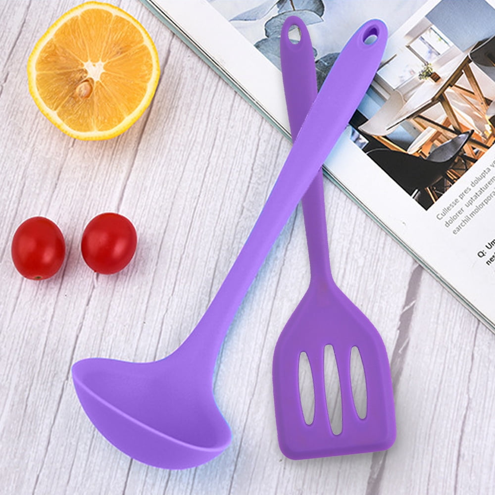 Kitchen Cooking Tools Set, 2 Piece，All in one non stick silicone cooking utensils purple+purple - Image 5