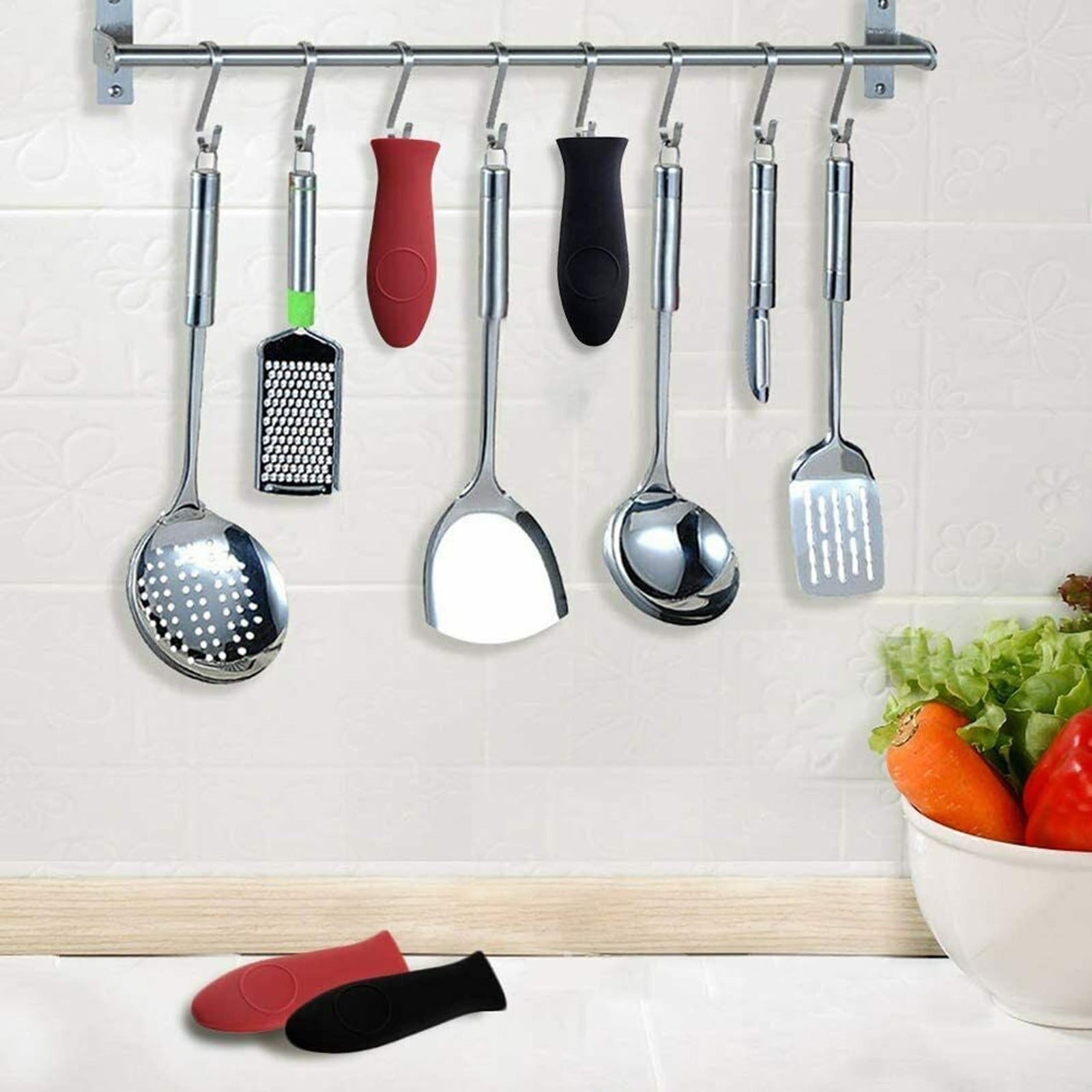 Pizza Cutter,Kitchen Heat Silicone Hot Handle Holder Sets Pan Handle Cover Grip Cooking Utensils Handle Cover - Image 3