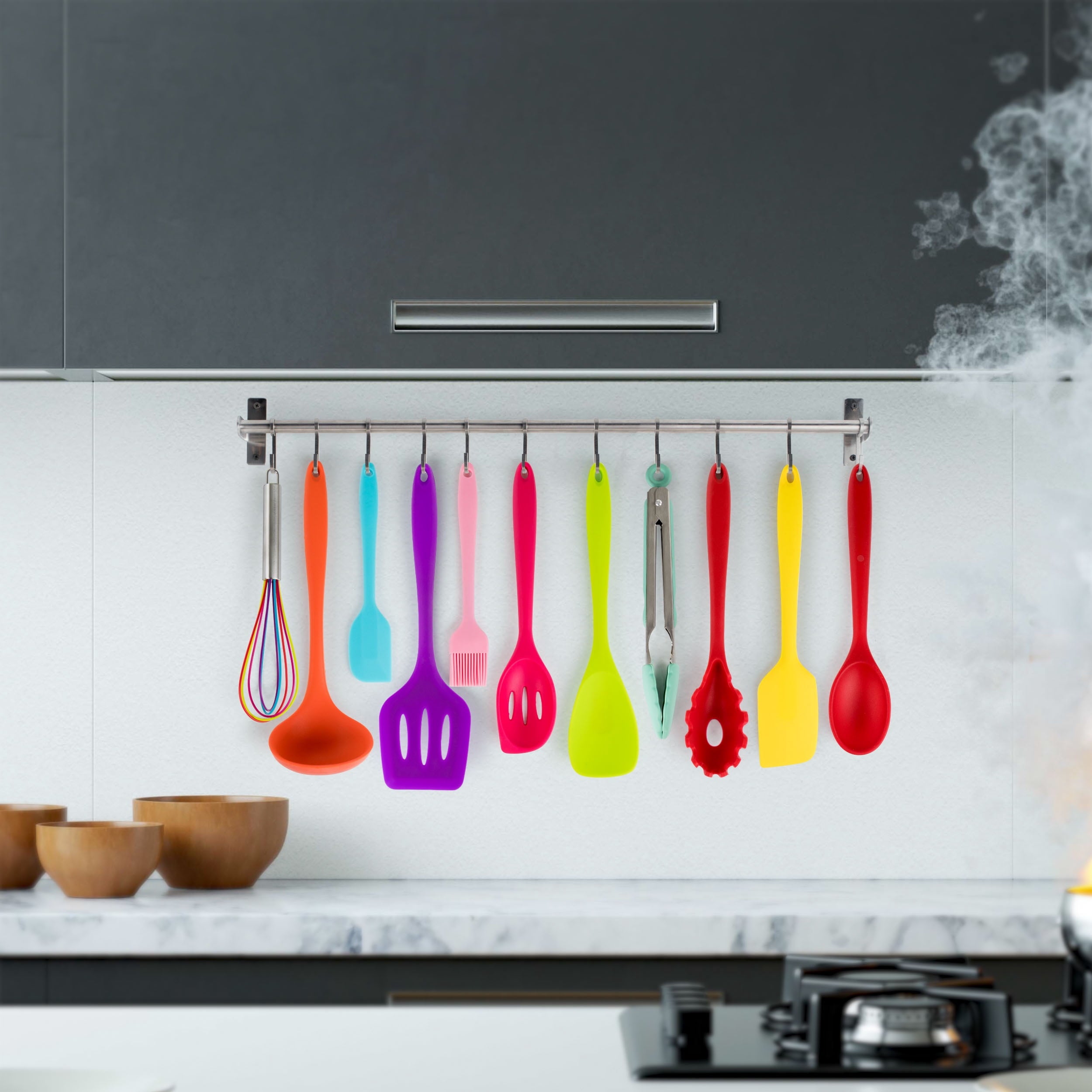 Mulit-Color 12 Piece Silicone Cooking Utensils - Image 3