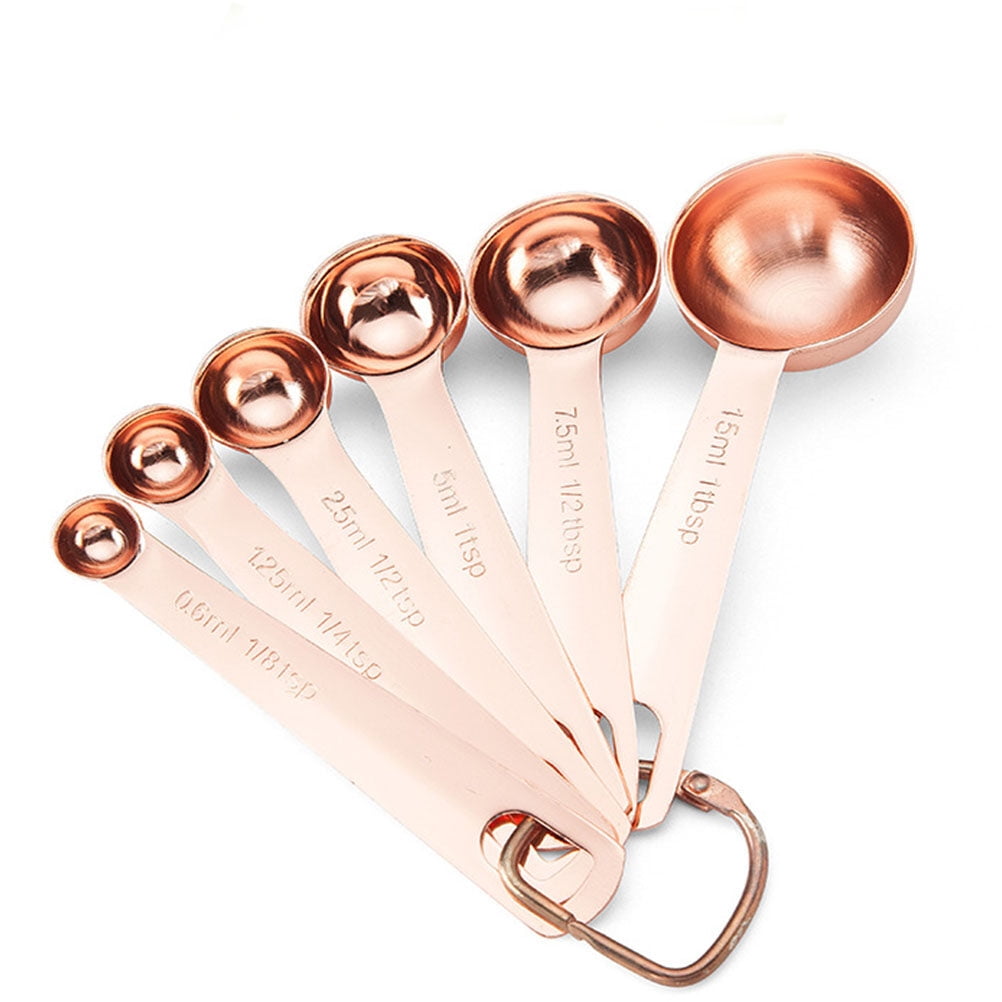 Baking Supplies Kitchen Gadget Scaled Tools Stainless Steel Measuring Spoons Rose Gold - Image 5