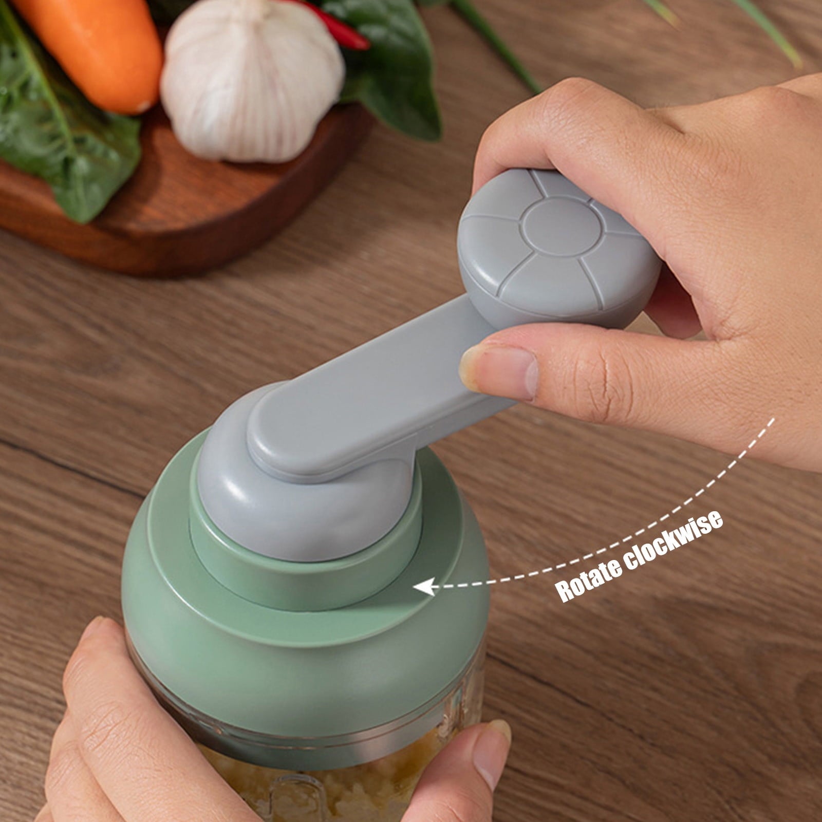 SouMaox Manual Food Chopper, Efficient Kitchen Prep Tool, Durable Stainless Steel Blades Easy Pull Cord, Good for Mincing Garlic Ginger Herb - Image 5