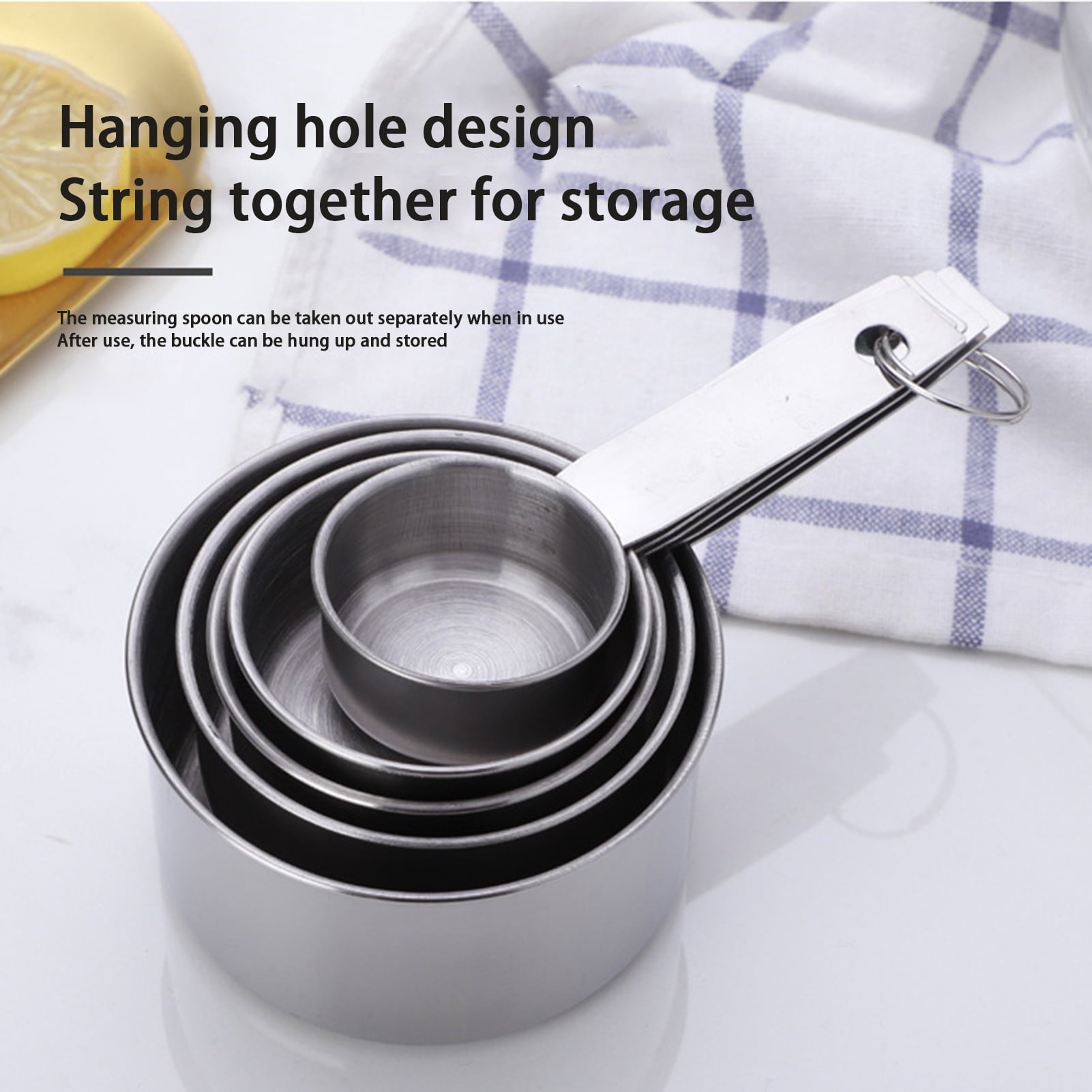 5 Pieces Stainless Steel Measuring Cup Set Kitchen Cooking Tool Cooking - Image 2