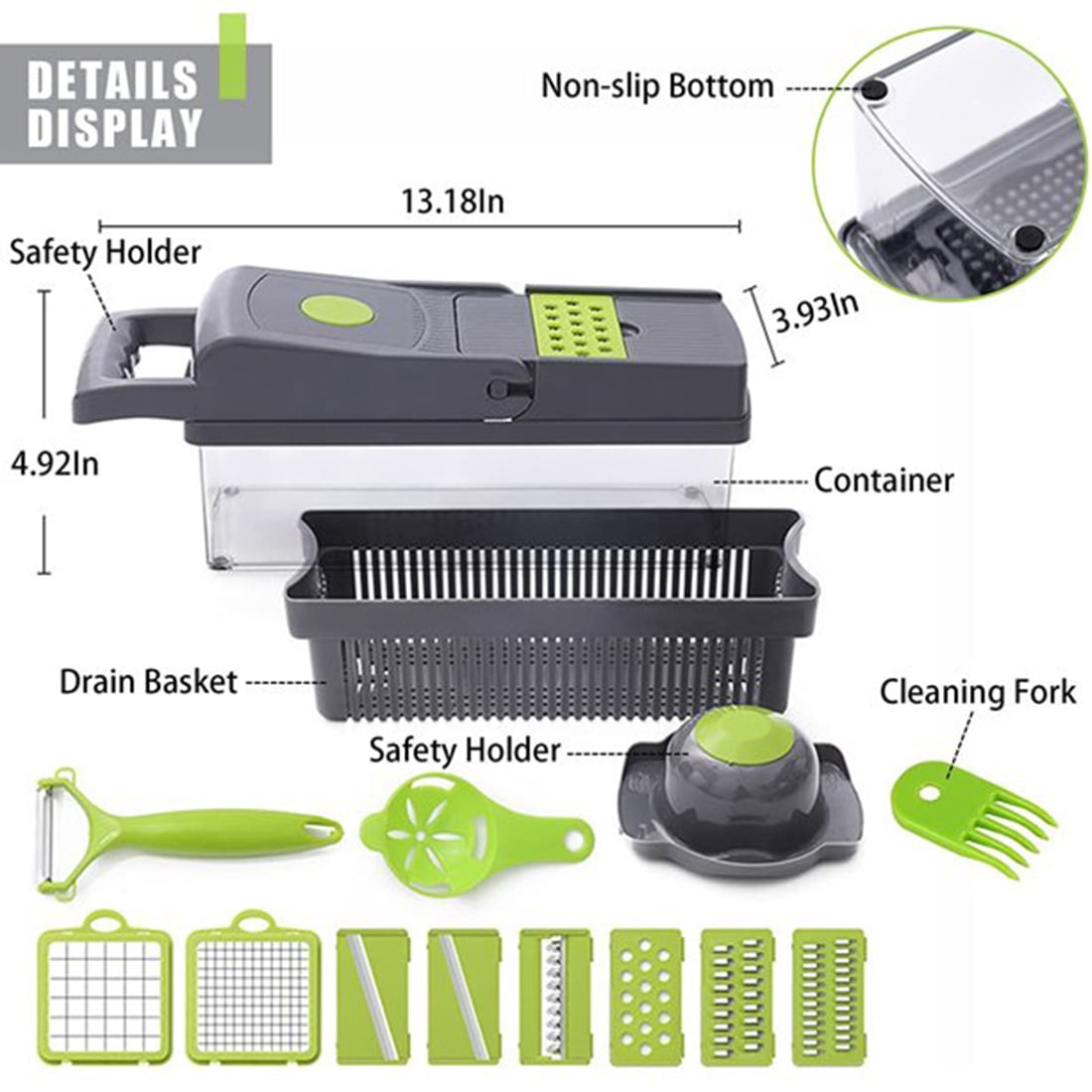 DEISNGB Vegetable Chopper, Multifunctional 13-in-1 Food Choppers Onion Chopper Vegetable Slicer Cutter Dicer Veggie Chopper with Container - Image 4