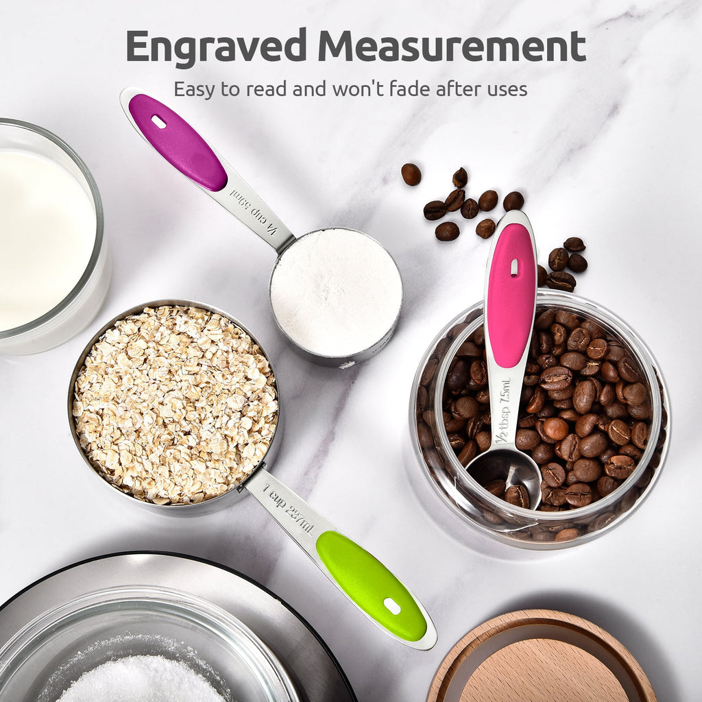18/8 Stainless Steel Measuring Cups and Spoons Set: 12-Pcs Metal Stacking Measure Set for Baking Cooking with Strengt... - Image 4