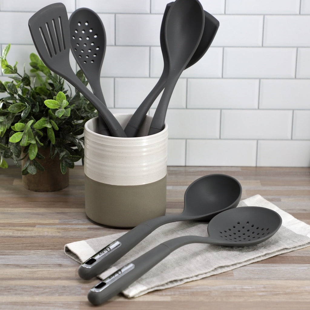 Ridgecrest 2 Piece Silicone Kitchen Tool Skimmer and Ladle Set in Gray - Image 5