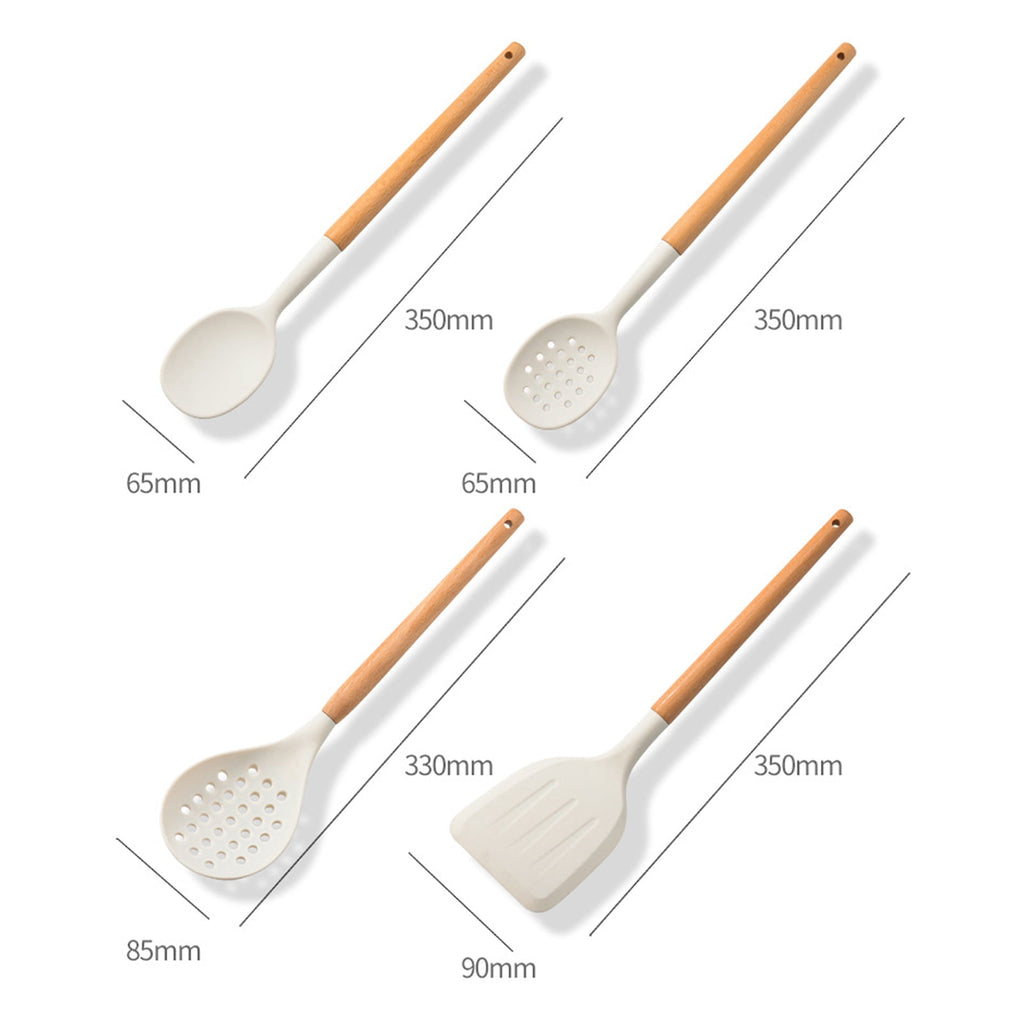 Spoon Hanging Hole Silicone Anti-stick Spatula Food Clip Egg-beater Cooking Utensils for Kitchen - Image 5