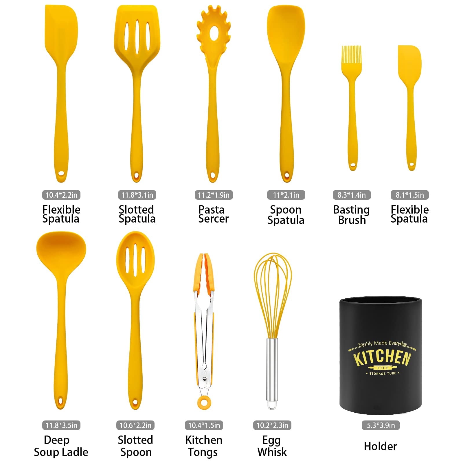 11-Piece Silicone Cooking Utensil Set, Non-Stick Kitchen Gadgets with Spatulas, Includes Iron Utensil Holder, Non-Scratch Heat-Resistant Kit - Image 3