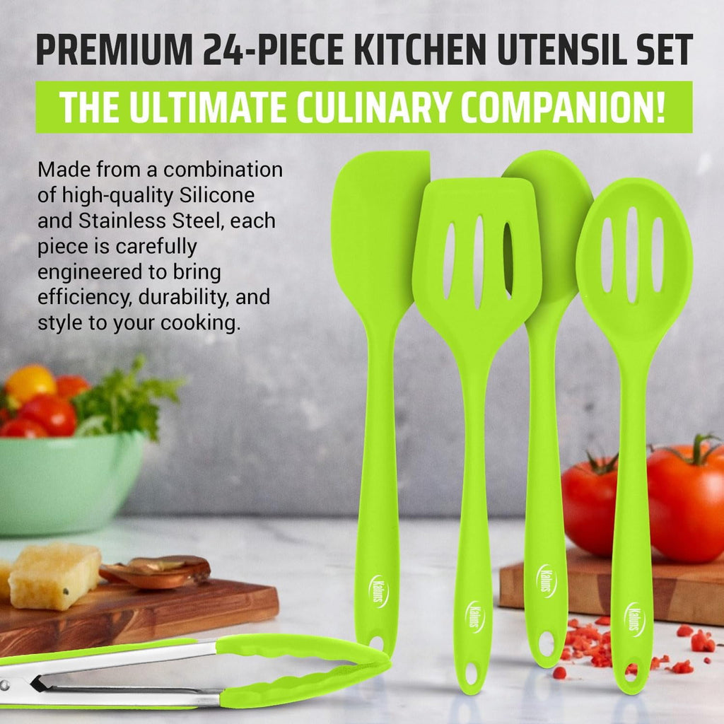 Kaluns Silicone Cooking Utensils Set 24 Pcs - Premium Heat Resistant Cooking Set & Kitchen Essentials - Non-Stick Kitchenware with Stainless - Image 3